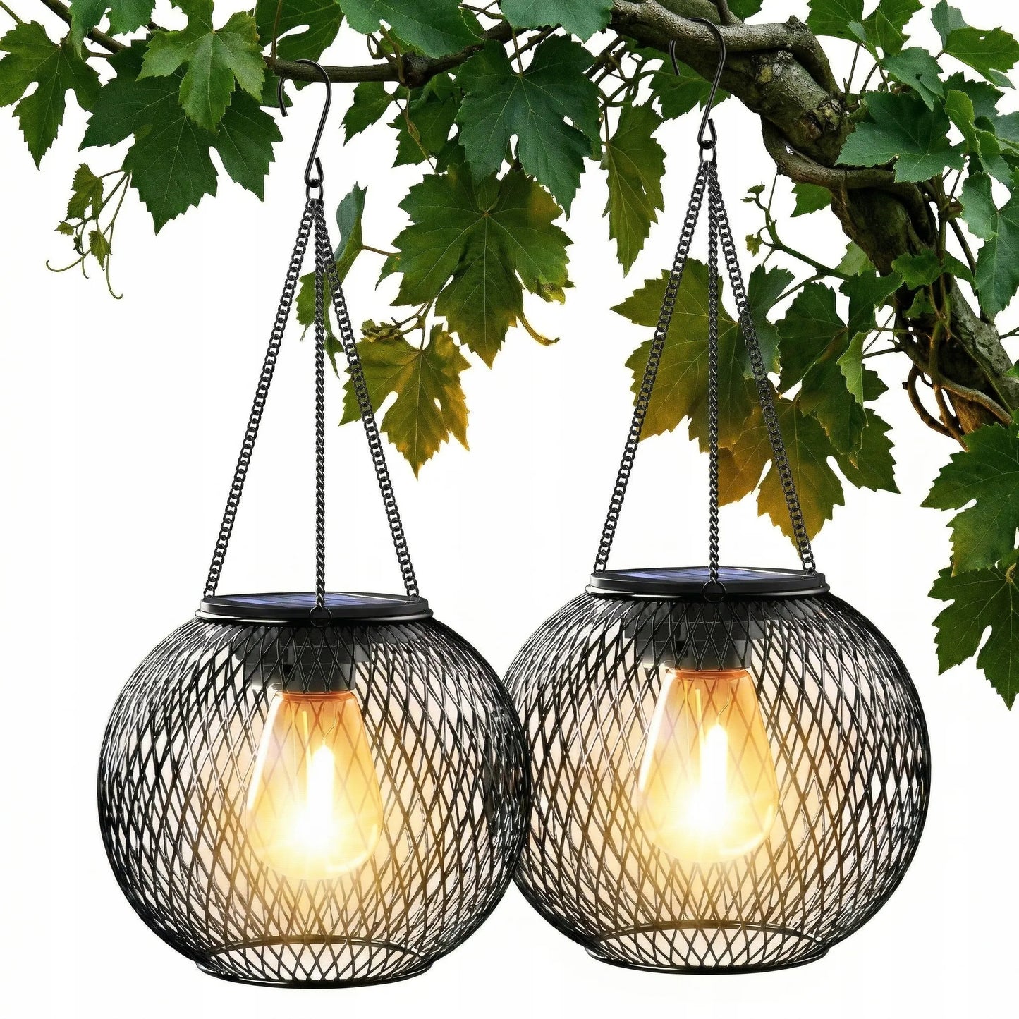 Saulės energija veikiantis LED šviestuvas IP44 sodo rutulys pakabinamas terasos žibintas