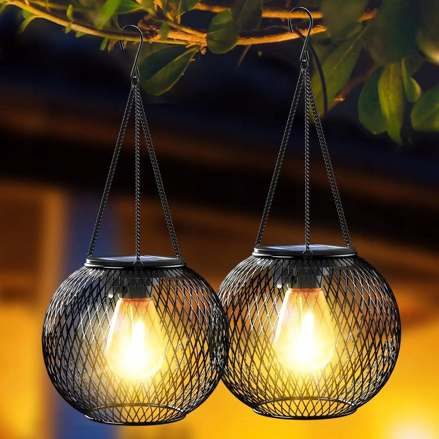 Saulės energija veikiantis LED šviestuvas IP44 sodo rutulys pakabinamas terasos žibintas