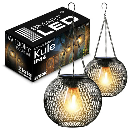 Saulės energija veikiantis LED šviestuvas IP44 sodo rutulys pakabinamas terasos žibintas