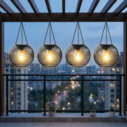 Saulės energija veikiantis LED šviestuvas IP44 sodo rutulys pakabinamas terasos žibintas