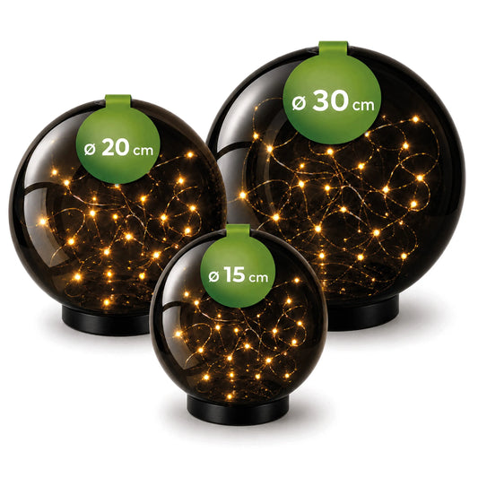 Saulės energija veikiantis sodo šviestuvas-rutulys, dekoratyvinis LED, 3 vnt.