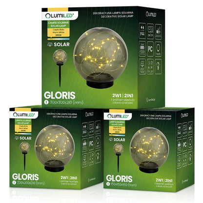 Saulės energija veikiantis sodo šviestuvas-rutulys, dekoratyvinis LED, 3 vnt.