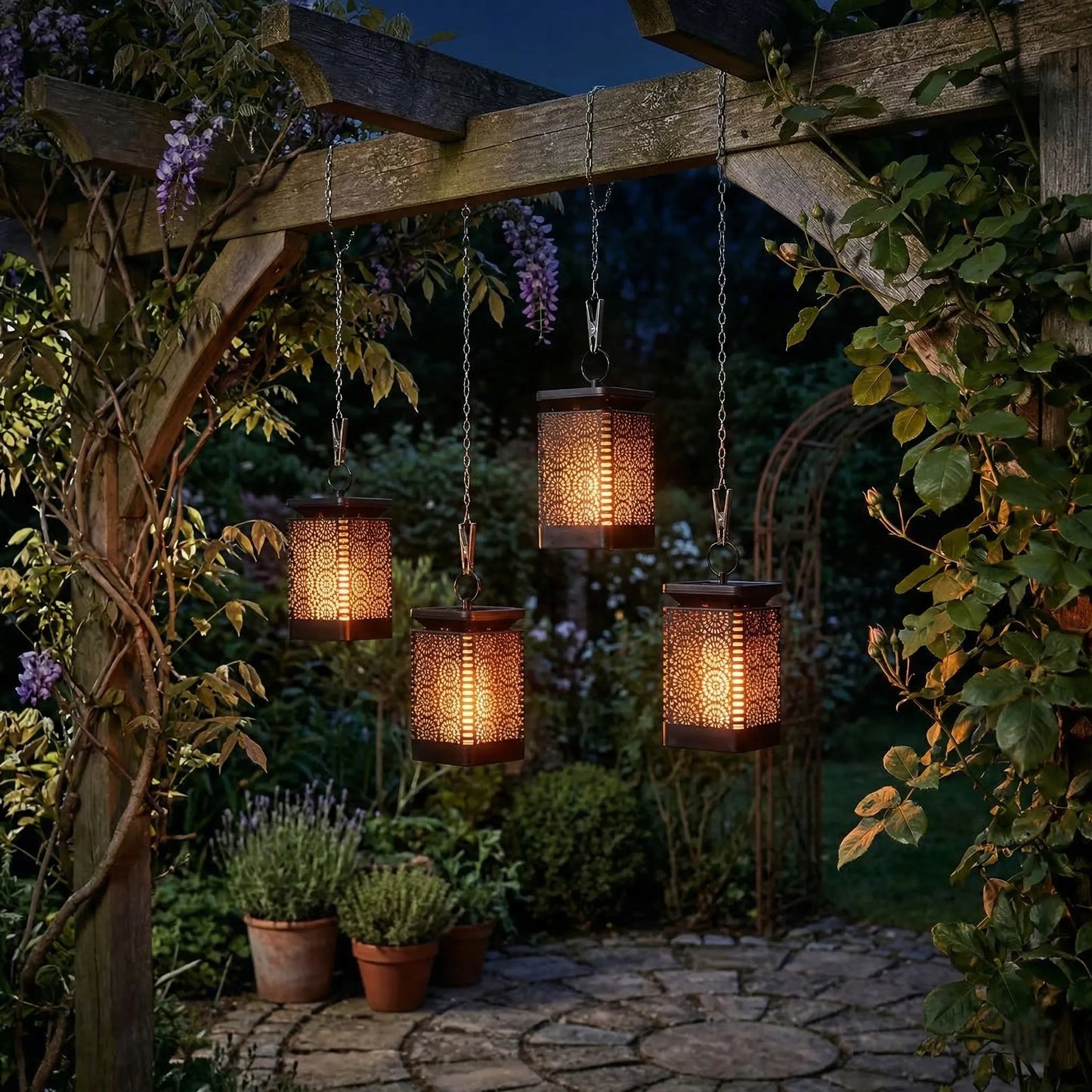 Saulės LED sodo žibintas Smartled liepsnos efekto, su prieblandos jutikliu, kabinamas 2-in-1