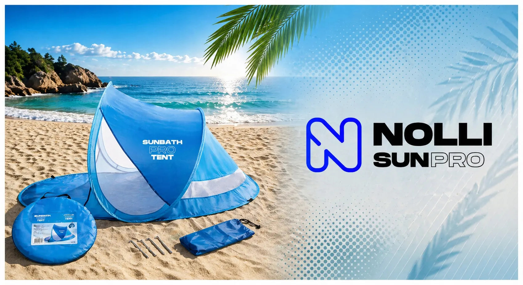 Savaime išsiskleidžianti paplūdimio palapinė Sunpro Blue Lagoon XXL su UV apsauga