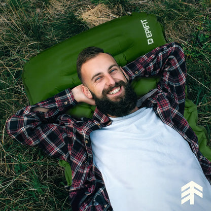 Savaime prisipučiantis turistinis čiužinys Epifit REST, su integruota pompa, 190 × 60 × 5 cm, žalias