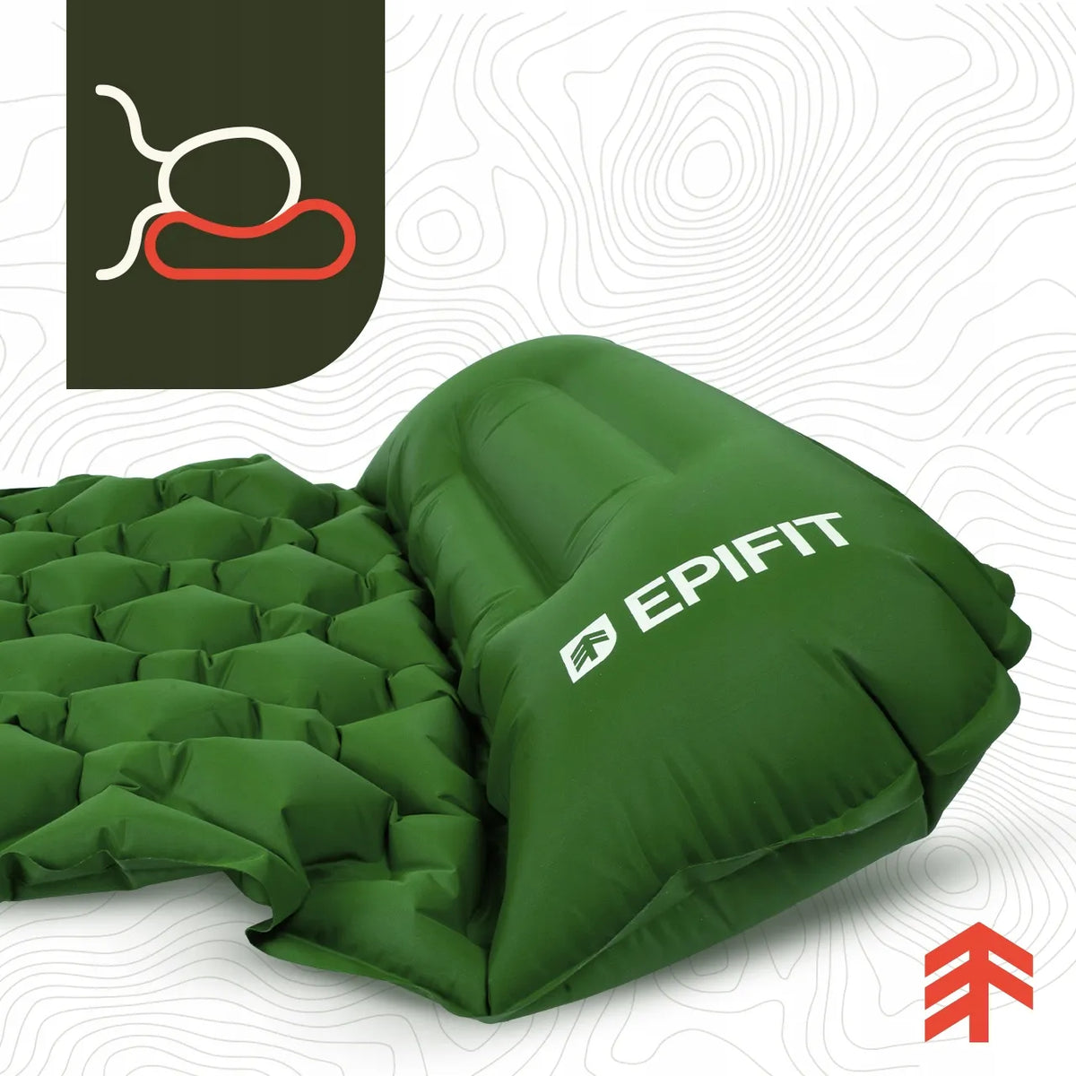 Savaime prisipučiantis turistinis čiužinys Epifit REST, su integruota pompa, 190 × 60 × 5 cm, žalias