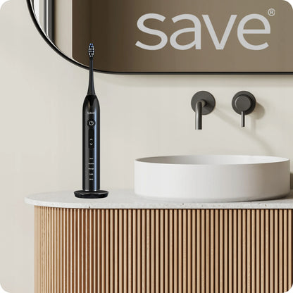 „Save ML939“ soninis elektrinis dantų šepetėlis su įkrovimo baze, 6 antgaliais ir dėklu