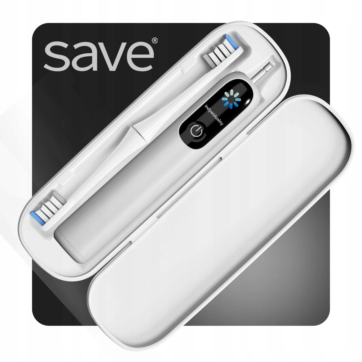 „Save ML950“ elektrinis ultragarsinis dantų šepetėlis su dėklu, įkrovimo pagrindu ir 2 galvutėmis
