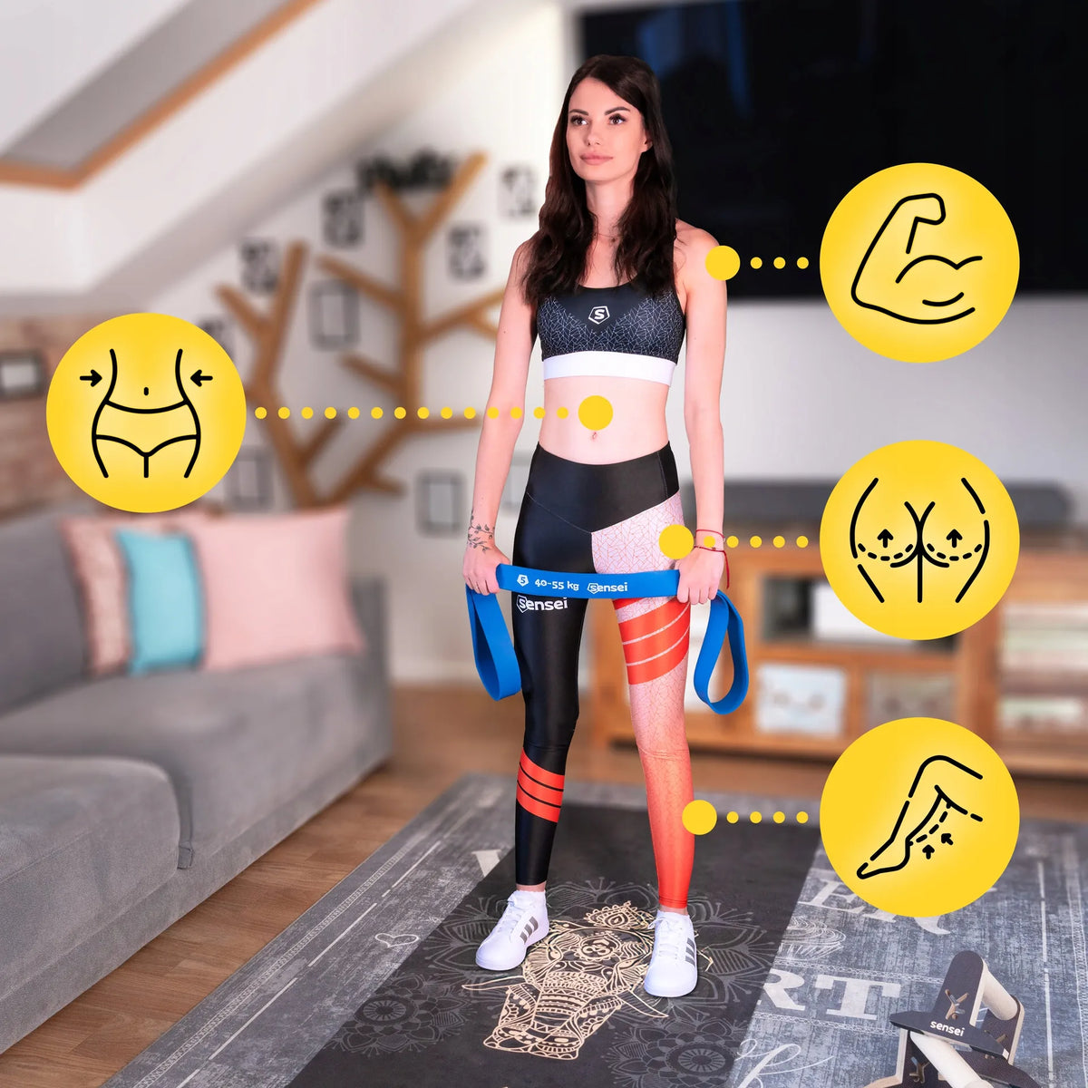 „Sensei Power Band“ pasipriešinimo guma 40–55 kg, guma pratimams ir prisitraukimų treniruotėms