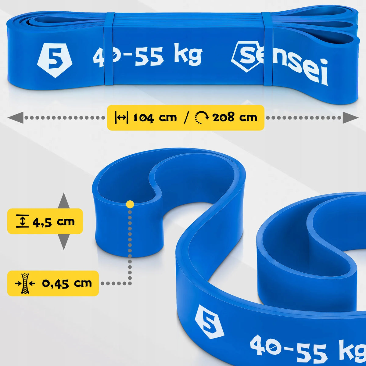 „Sensei Power Band“ pasipriešinimo guma 40–55 kg, guma pratimams ir prisitraukimų treniruotėms