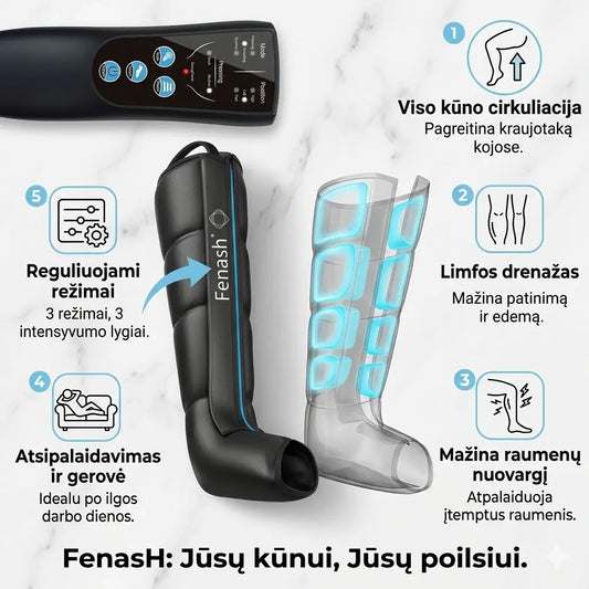 Senti daugiafunkcis kojų kompresinis masažuoklis su limfodrenažo funkcija