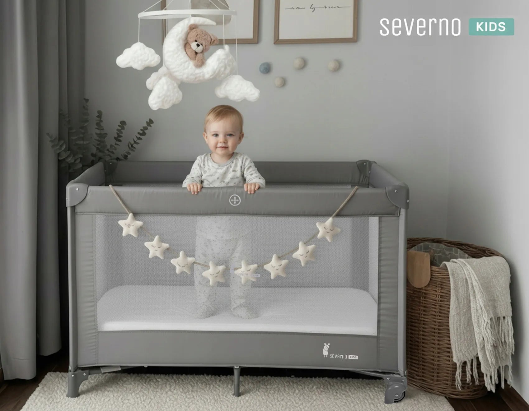 SEVERNO Kids Honey Bunny sulankstoma kelioninė lovelė-maniežas + čiužinys ir krepšys