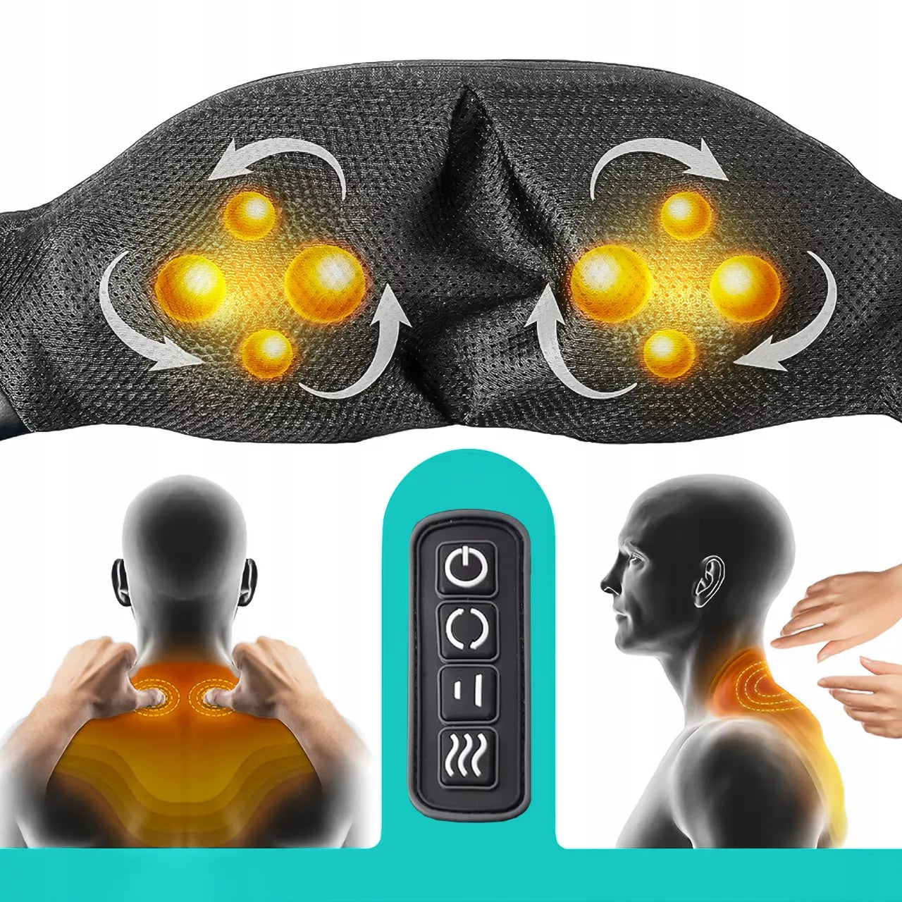 Shiatsu masažuoklis kaklui, nugarai, pečiams ir pėdoms su šildymo funkcija MalTec
