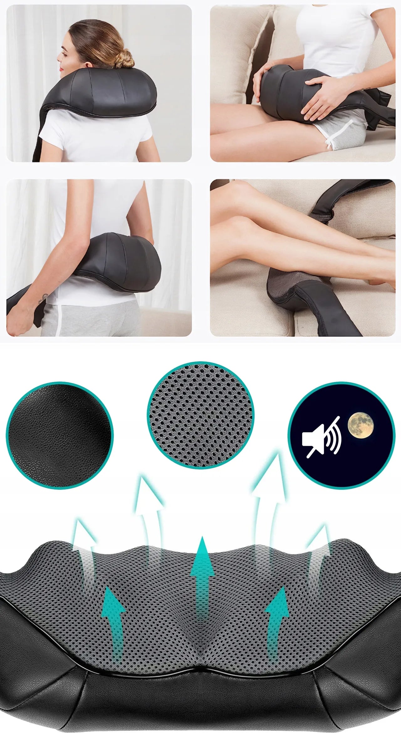 Shiatsu masažuoklis kaklui, nugarai, pečiams ir pėdoms su šildymo funkcija MalTec
