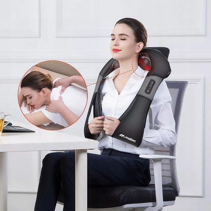 Shiatsu masažuoklis kaklui, nugarai, pečiams ir pėdoms su šildymo funkcija MalTec