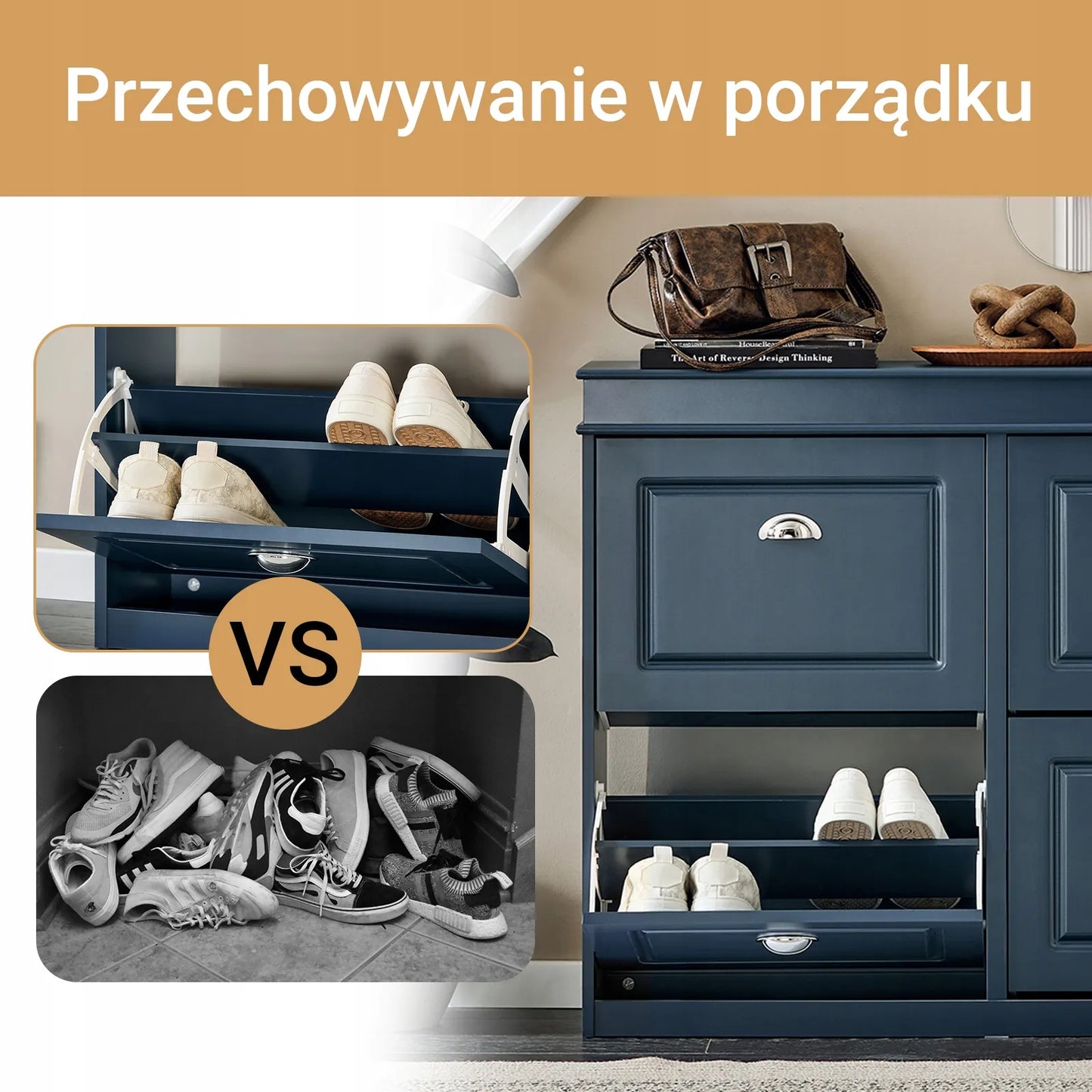 Siaura batų spintelė su 4 skyriais, 24 cm gylio, SoBuy FSR79-B