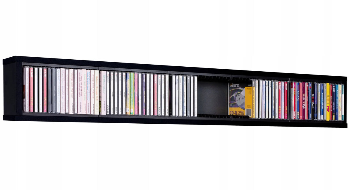 Sieninė CD lentyna, laikiklis 85 garso CD diskams, juoda