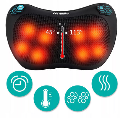 Šildanti Shiatsu masažo pagalvė nugarai, kaklui ir kojoms Maltec PRO-Comfy30W-01