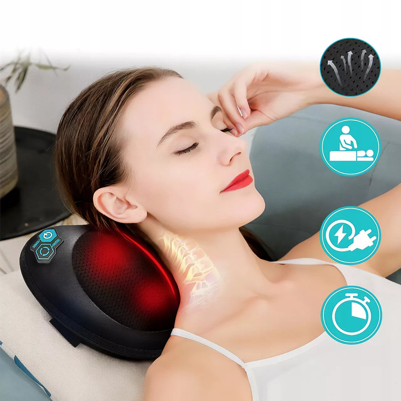 Šildanti Shiatsu masažo pagalvė nugarai, kaklui ir kojoms Maltec PRO-Comfy30W-01