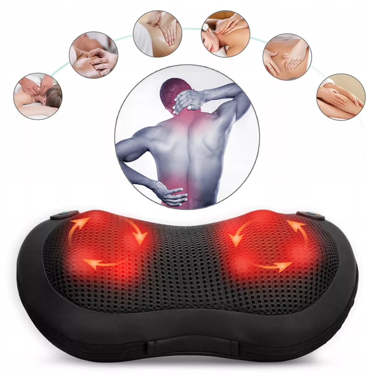 Šildanti Shiatsu masažo pagalvė nugarai, kaklui ir kojoms Maltec PRO-Comfy30W-01