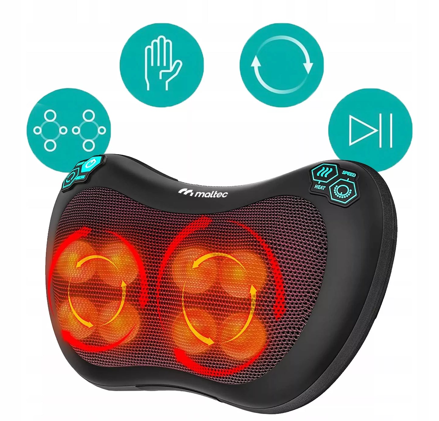Šildanti Shiatsu masažo pagalvė nugarai, kaklui ir kojoms Maltec PRO-Comfy30W-01
