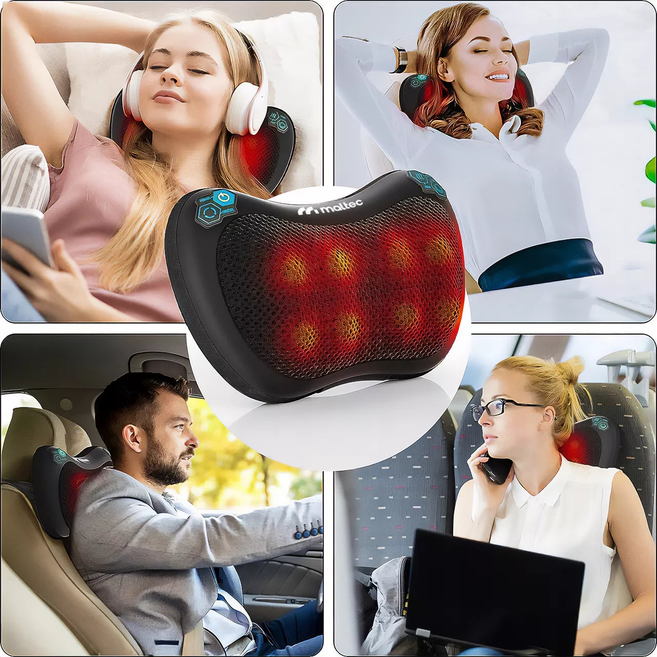 Šildanti Shiatsu masažo pagalvė nugarai, kaklui ir kojoms Maltec PRO-Comfy30W-01