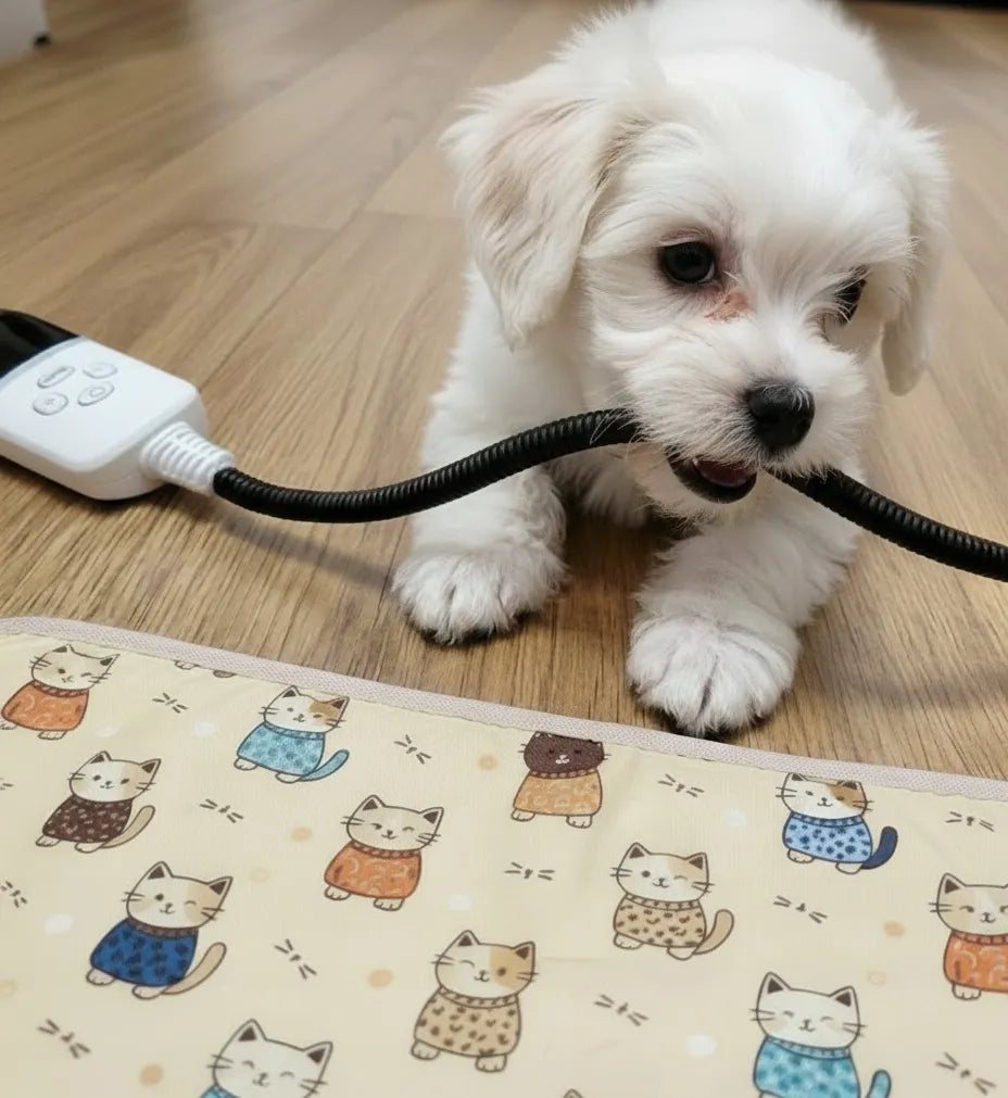 Šildantis kilimėlis katėms ir šunims su temperatūros reguliatoriumi, vandeniui atsparus, 40x60cm, 35W