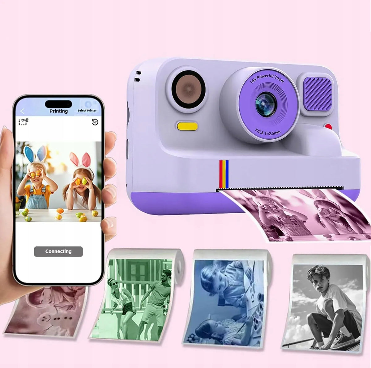 Skaitmeninis momentinis fotoaparatas vaikams su spausdintuvu ir kasetėmis