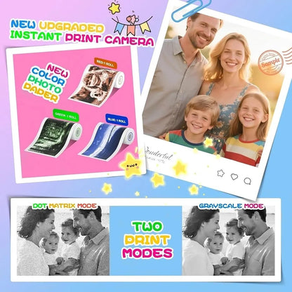 Skaitmeninis momentinis fotoaparatas vaikams su spausdintuvu ir kasetėmis