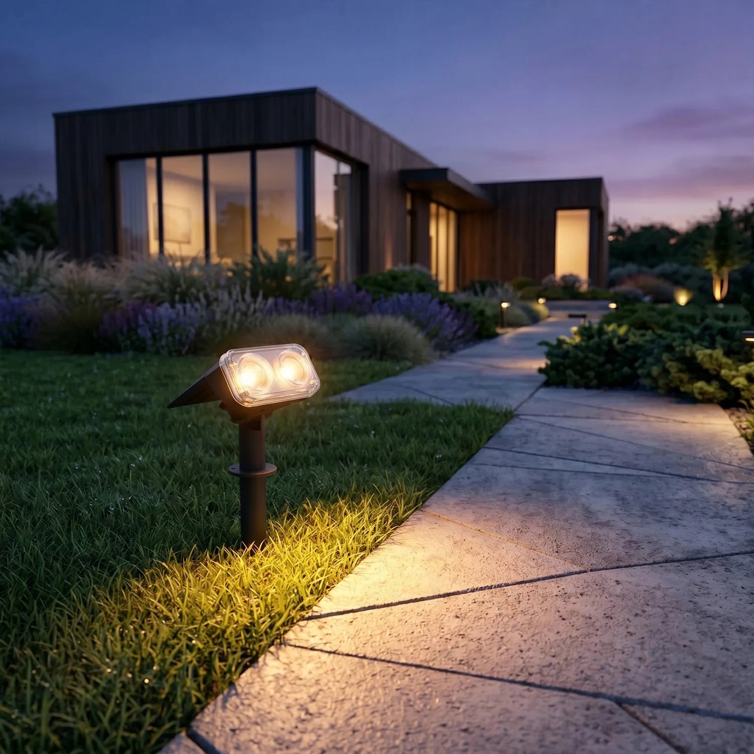 Smartled 2-in-1 saulės energija varomas LED sodo prožektorius su prieblandos jutikliu