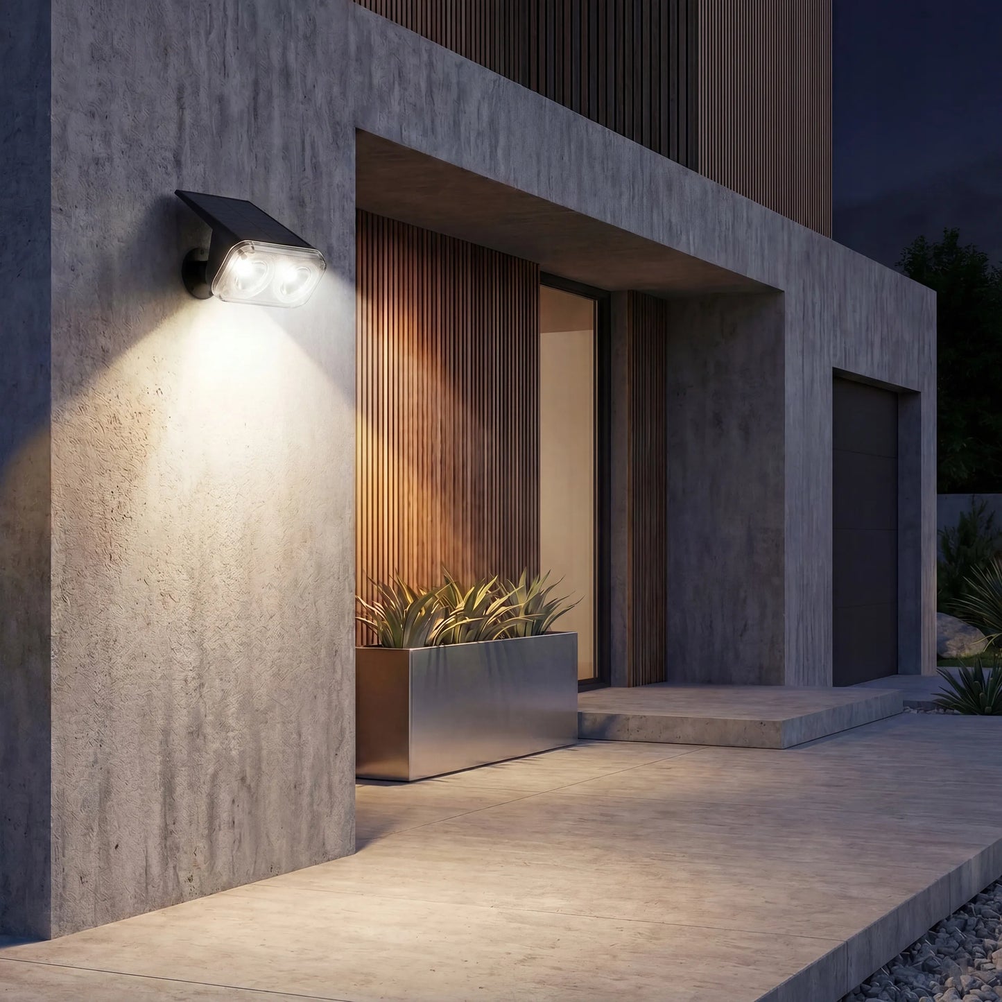Smartled 2-in-1 saulės energija varomas LED sodo prožektorius su prieblandos jutikliu