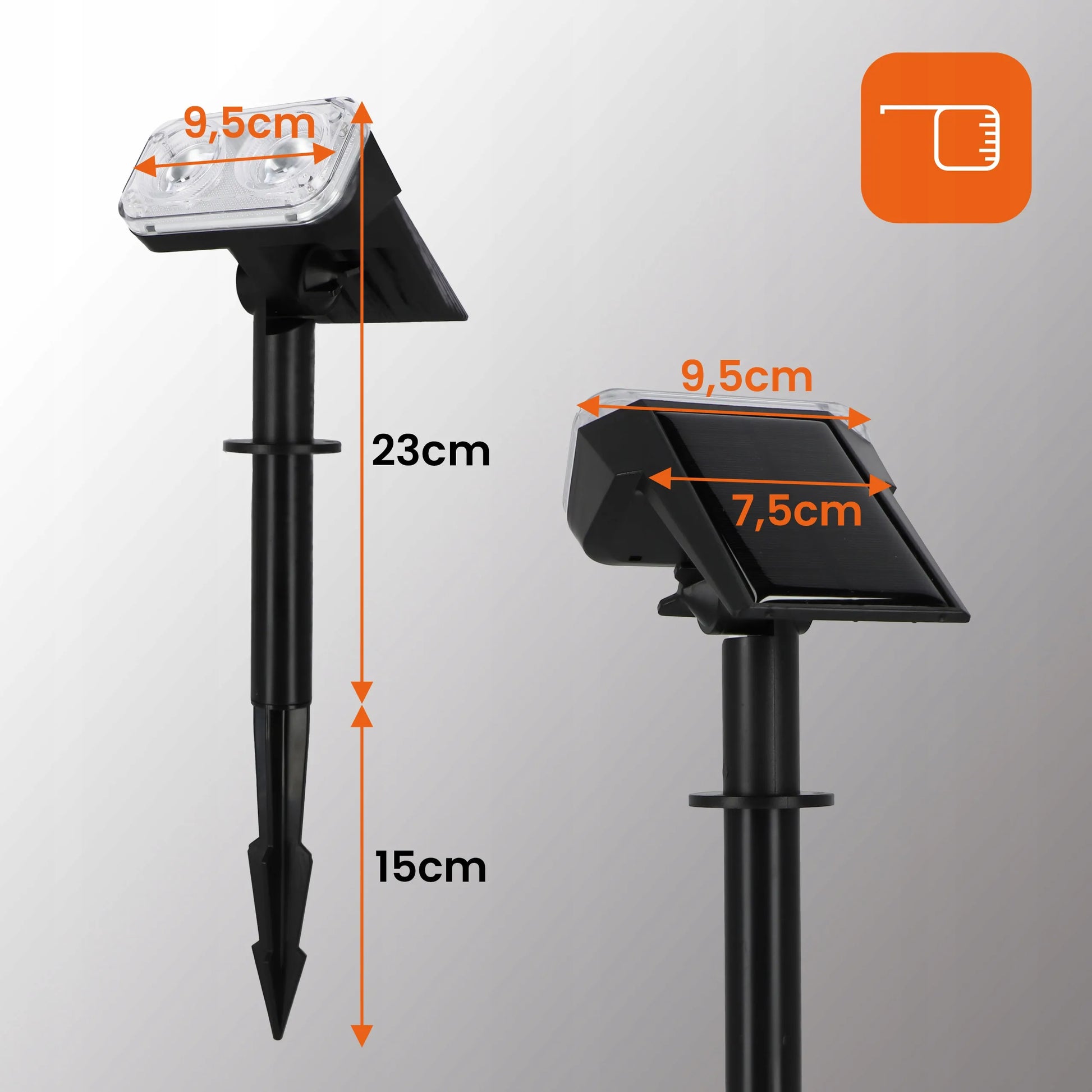 Smartled 2-in-1 saulės energija varomas LED sodo prožektorius su prieblandos jutikliu