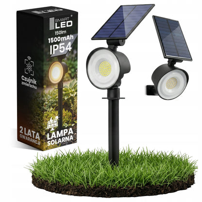 „Smartled“ saulės LED sodo lempa, prožektorius ir sieninis šviestuvas 2v1 su prieblandos jutikliu