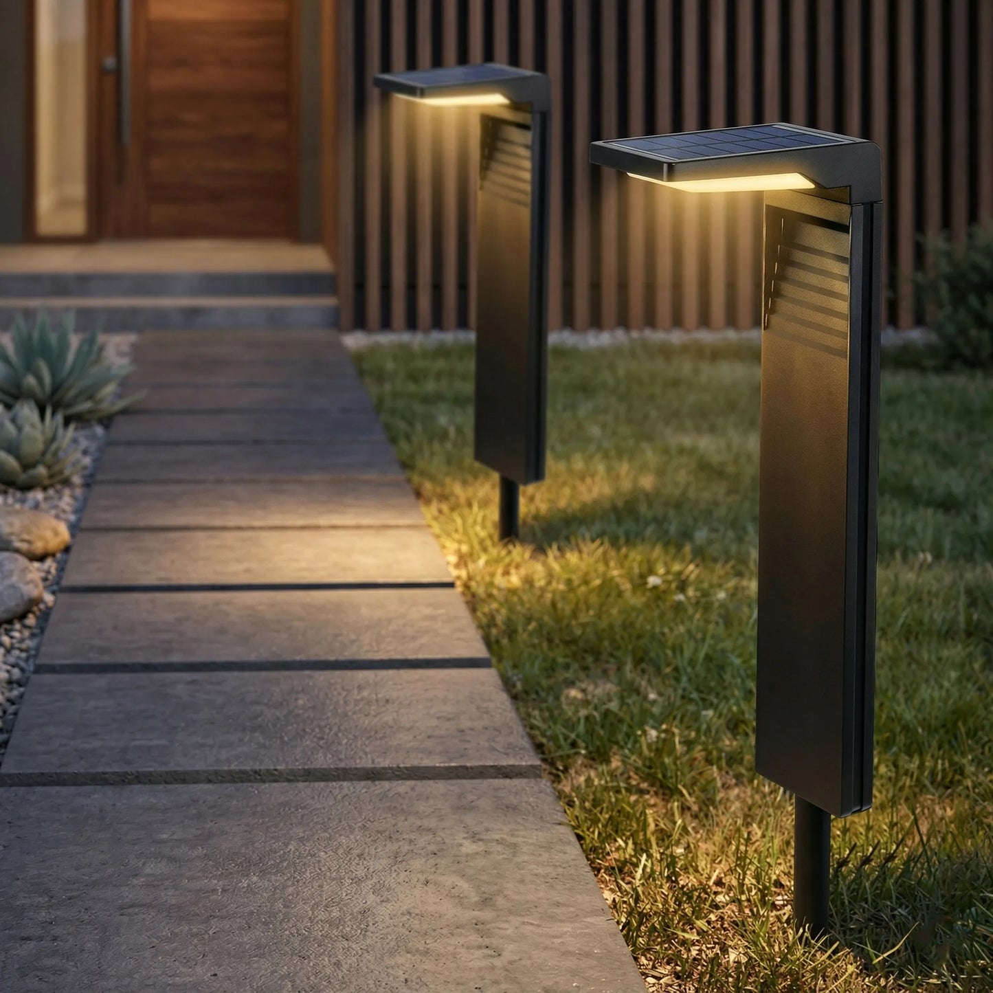 Smartled saulės LED sodo šviestuvas su smaigu, stulpelis, prieblandos jutiklis, 3000K