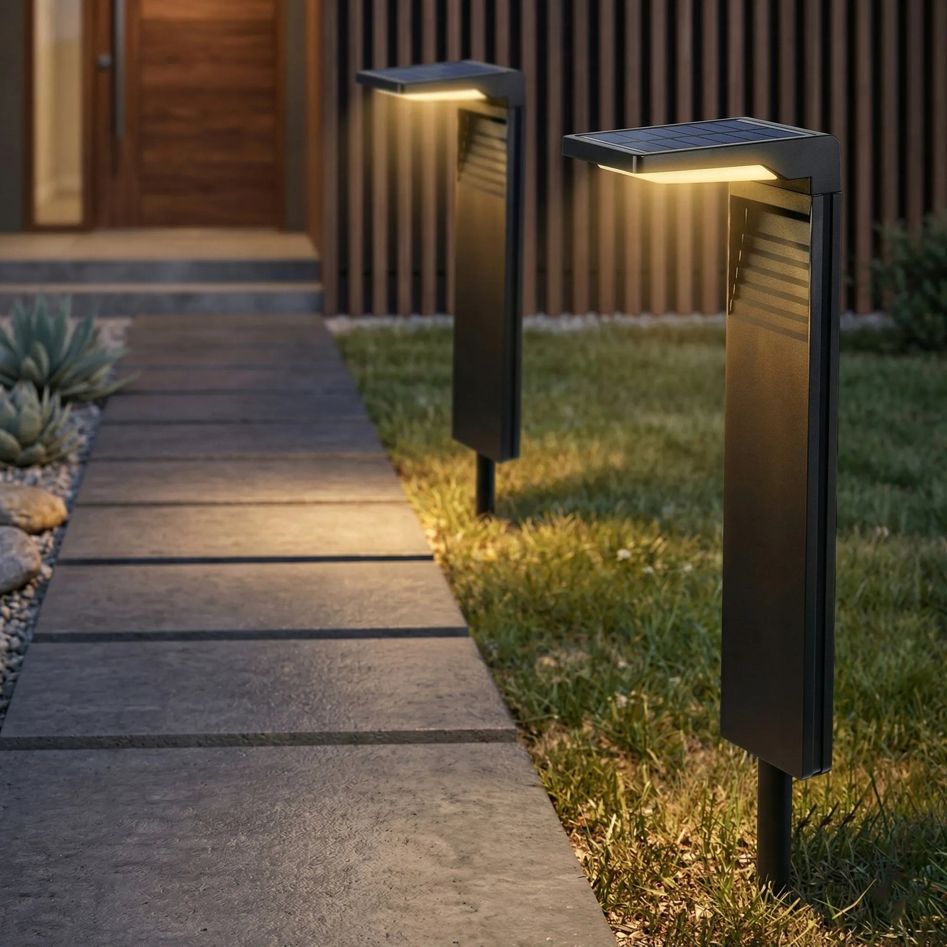 Smartled saulės LED sodo šviestuvas su smaigu, stulpelis, prieblandos jutiklis, 3000K
