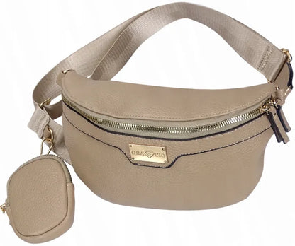 Smėlio spalvos Gracio diržinė rankinė, moteriškas crossbody krepšys su užtrauktuku