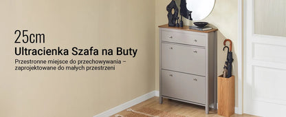 „SoBuy“ aukšta batų spintelė su atverčiamomis lentynomis ir stalčiumi prieškambariui FSR89-KA