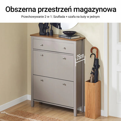 „SoBuy“ aukšta batų spintelė su atverčiamomis lentynomis ir stalčiumi prieškambariui FSR89-KA