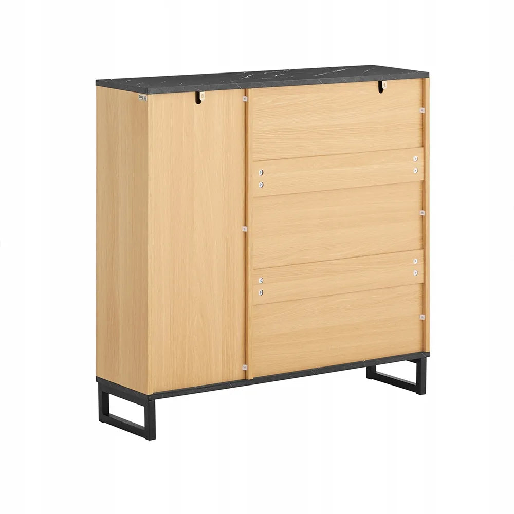 SoBuy batų spintelė su 2 durelėmis ir lentynomis, ąžuolo ir juodos spalvos, 90x24x88 cm, FSR203-N