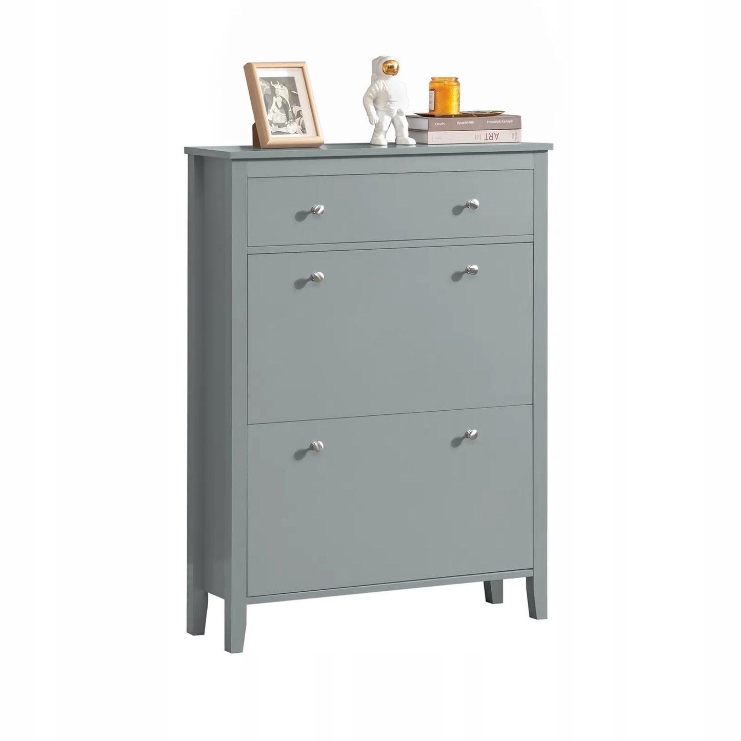 SoBuy batų spintelė su 2 durelėmis ir stalčiais prieškambariui, 25 cm, pilka, FSR89-HG
