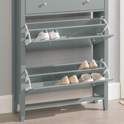 SoBuy batų spintelė su 2 durelėmis ir stalčiais prieškambariui, 25 cm, pilka, FSR89-HG