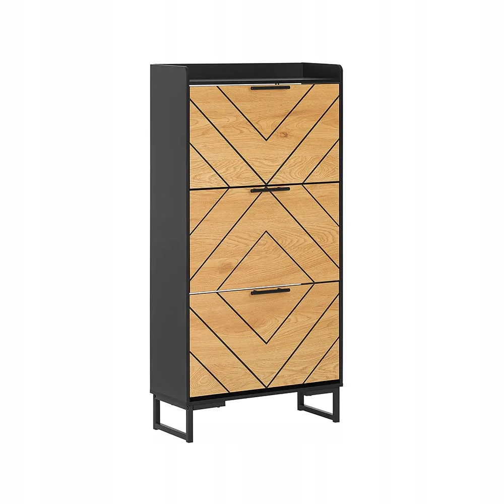 SoBuy batų spintelė su 3 durelėmis, prieškambario staliukas, juoda, 62x24 cm, FSR164-SCH