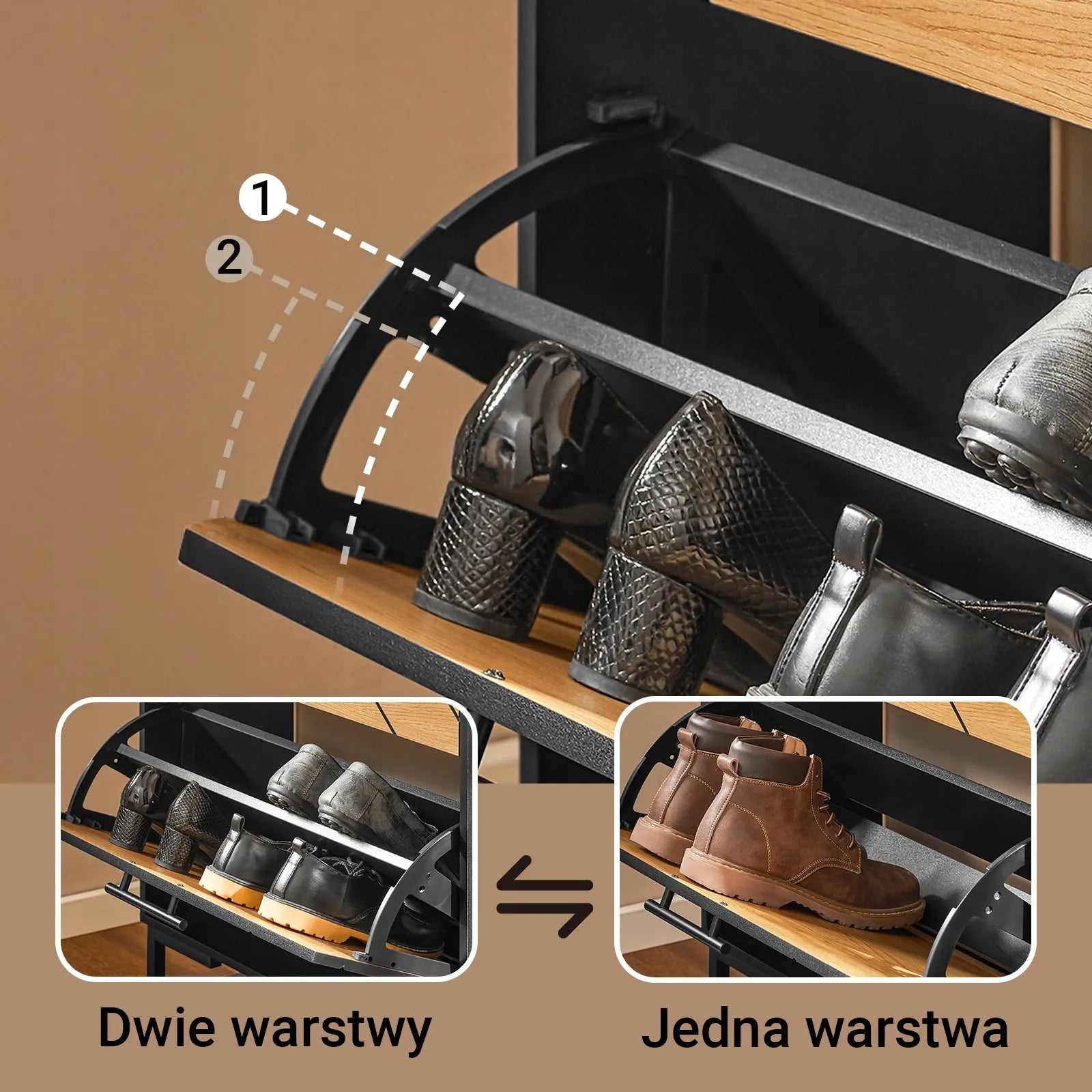 SoBuy batų spintelė su 3 durelėmis, prieškambario staliukas, juoda, 62x24 cm, FSR164-SCH