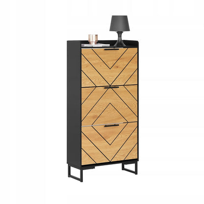 SoBuy batų spintelė su 3 durelėmis, prieškambario staliukas, juoda, 62x24 cm, FSR164-SCH