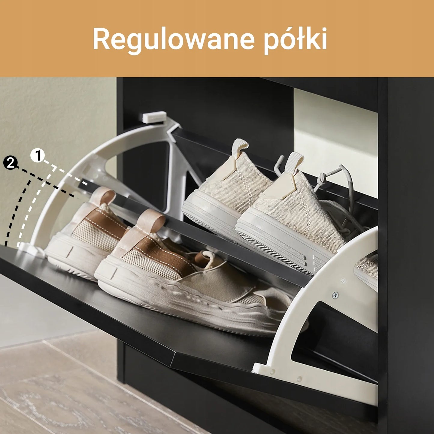SoBuy batų spintelė su 3 durelėmis, siaura prieškambario komoda, 53x24 cm, FSR94-SCH