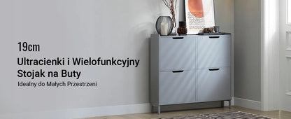 SoBuy batų spintelė su 4 nuleidžiamomis durelėmis, komoda, batų saugykla prieškambariui, 19 cm, FSR100-HG