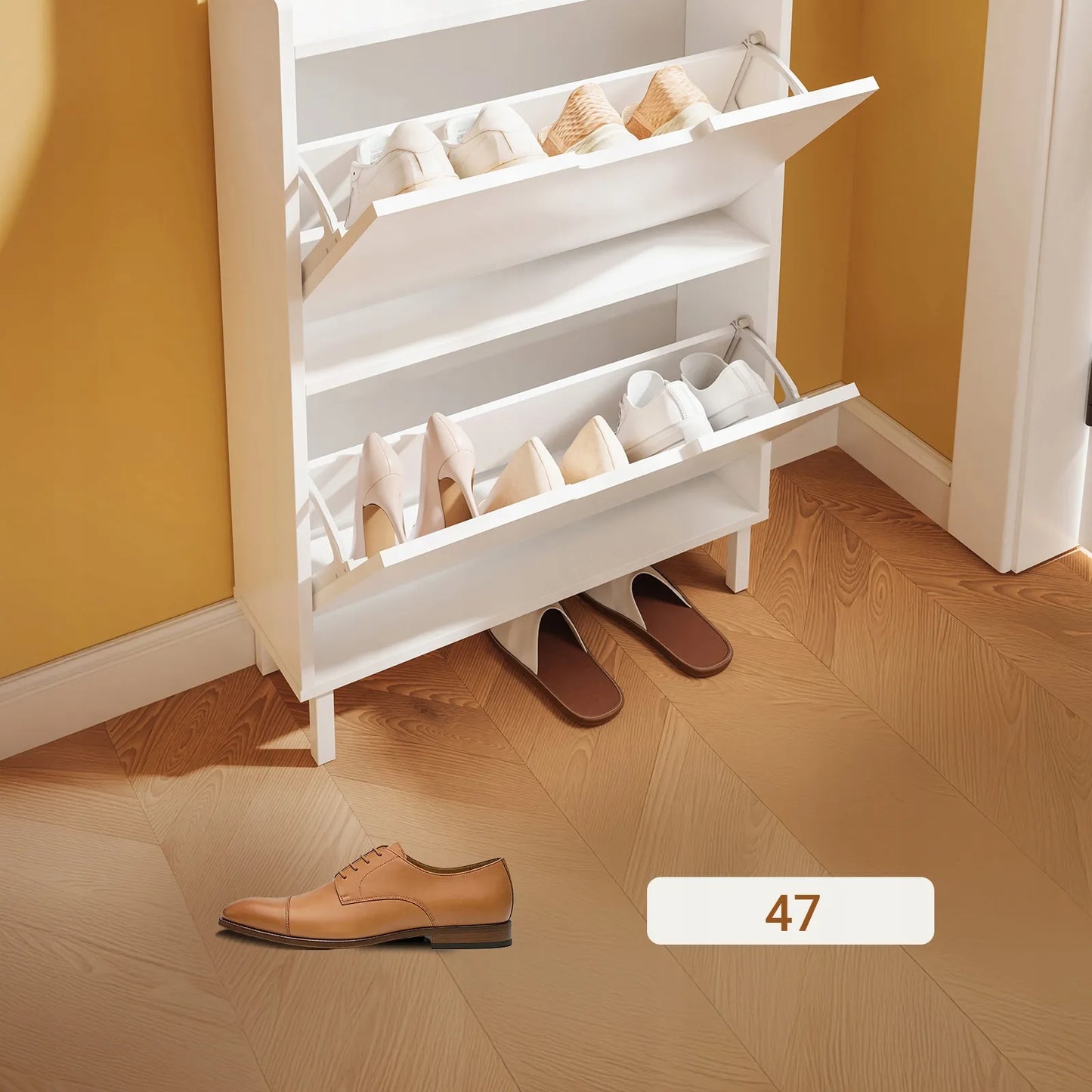 SoBuy batų spintelė su durelėmis prieškambariui, balta, FSR221-W