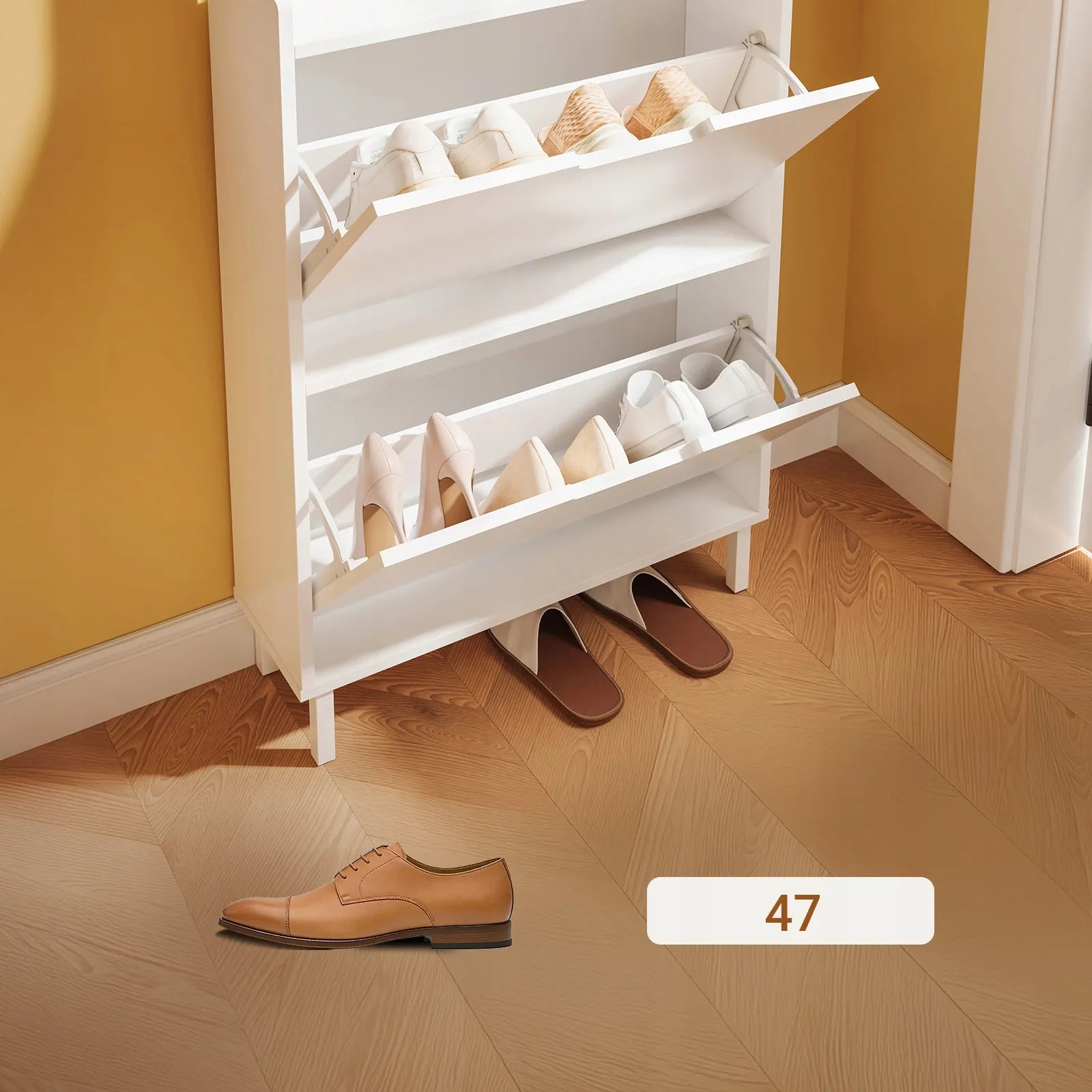 SoBuy batų spintelė su durelėmis prieškambariui, balta, FSR221-W