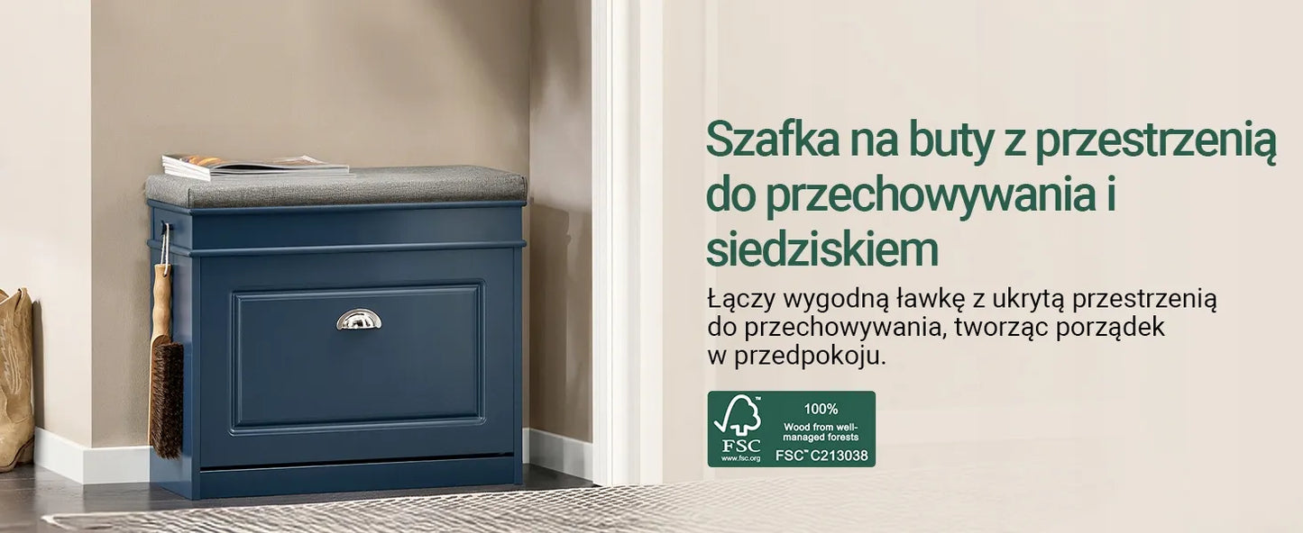 SoBuy batų spintelė su suoliuku, 24 cm gylio, FSR82-K-B