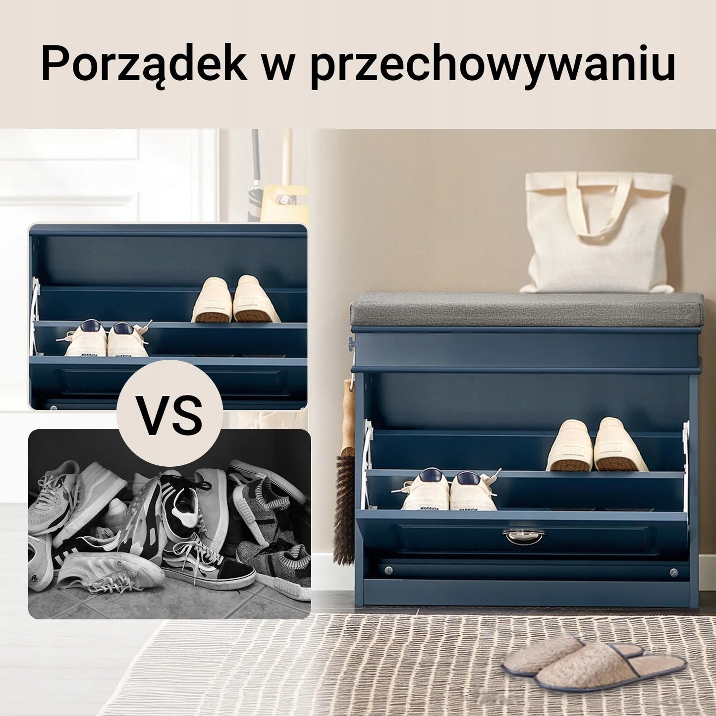 SoBuy batų spintelė su suoliuku, 24 cm gylio, FSR82-K-B